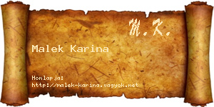 Malek Karina névjegykártya